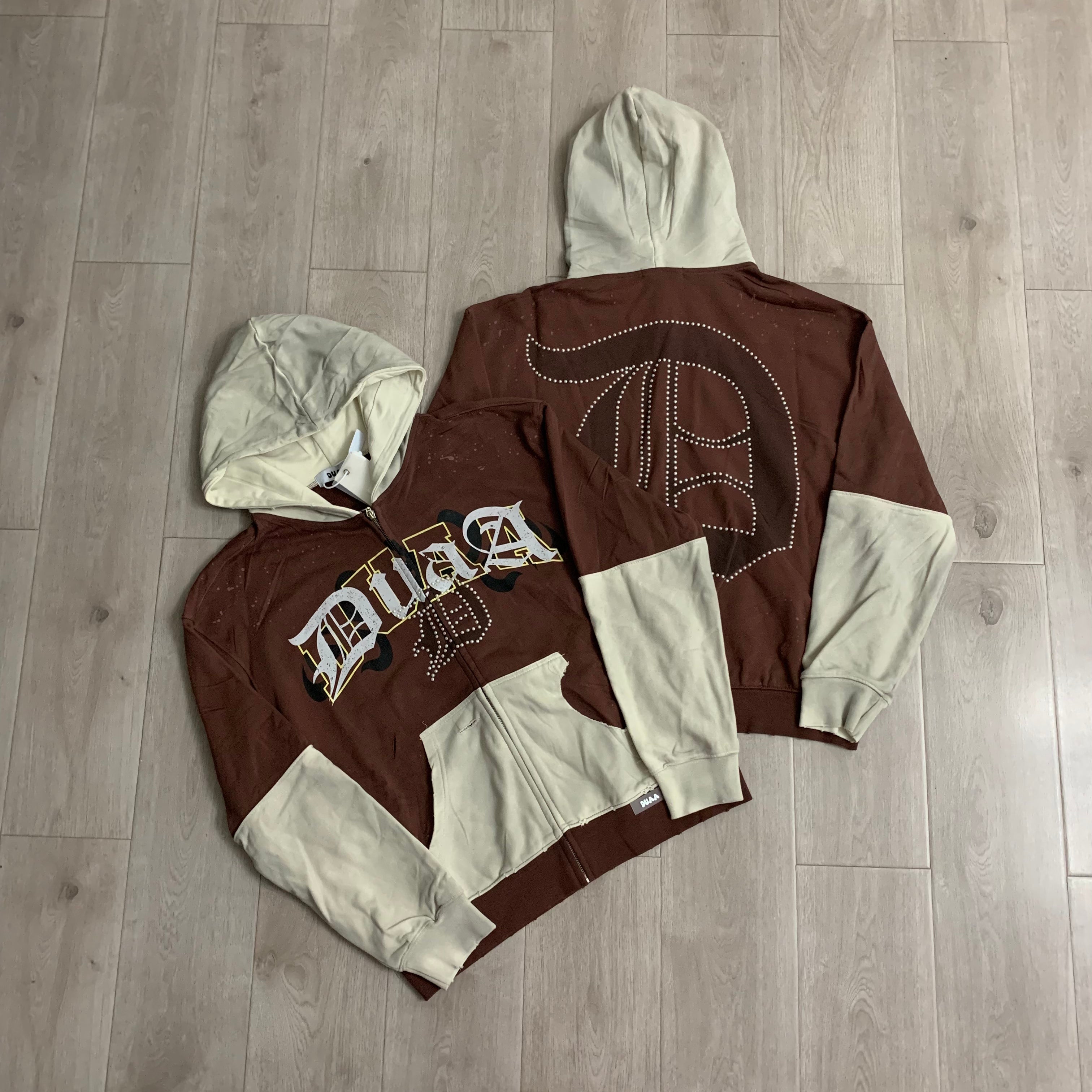 Sudadera DUAA 'Two-Tone Rhinestone' Zip-Up - Edición Streetwear Premium