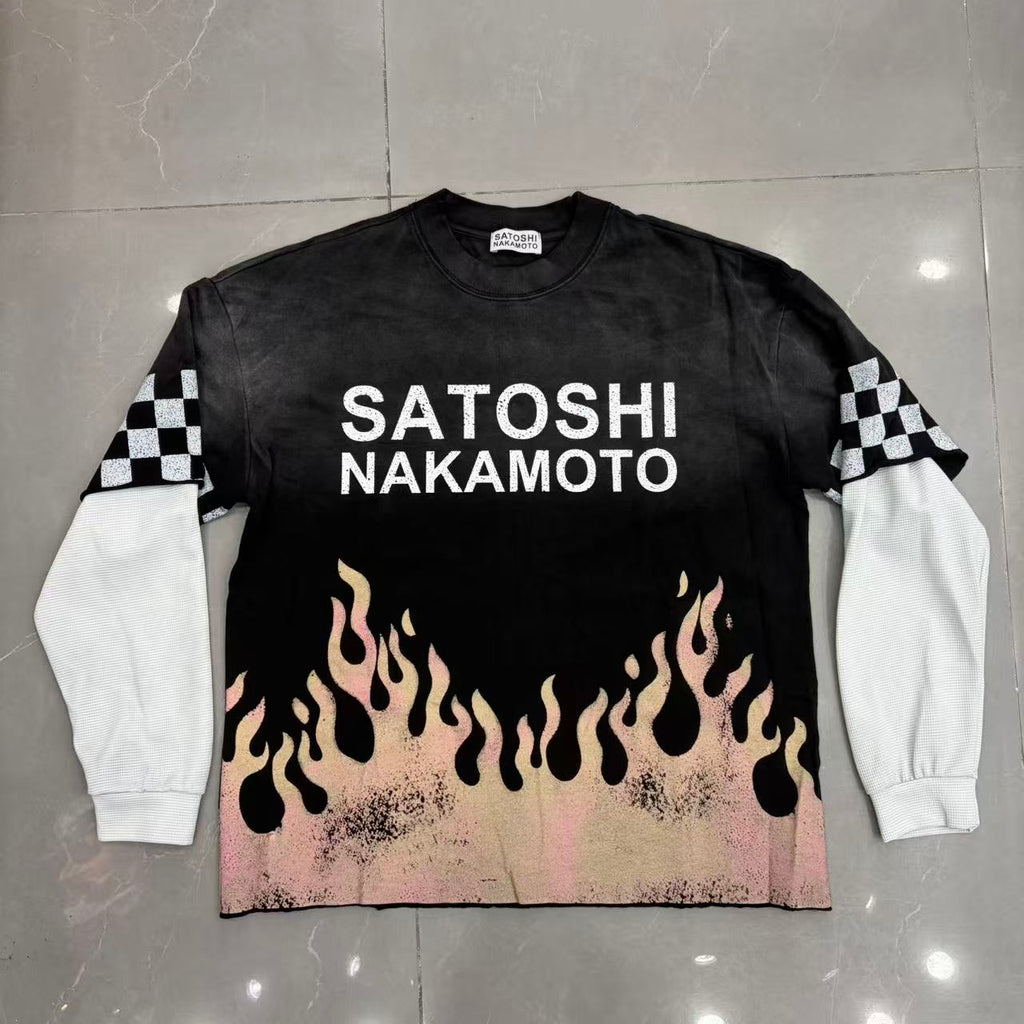 Camiseta 'Flame Graphic' de Manga Larga - Edición Streetwear Híbrida