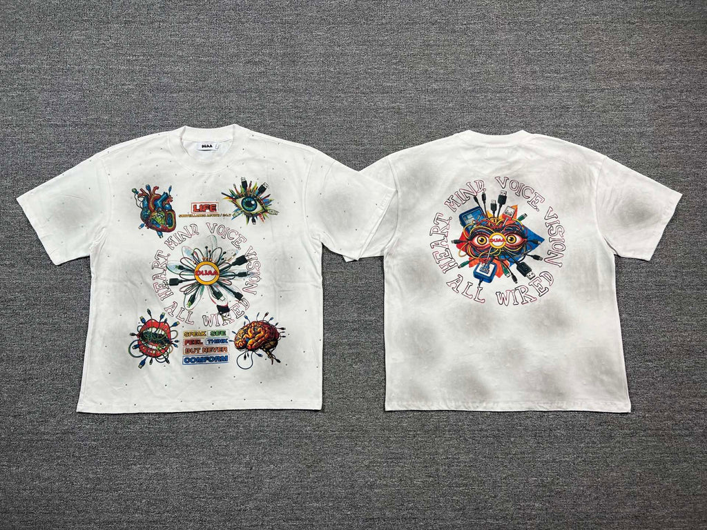 Camiseta Oversize Gráfica 'All Wired' con Detalle de Pedrería - Edición Streetwear