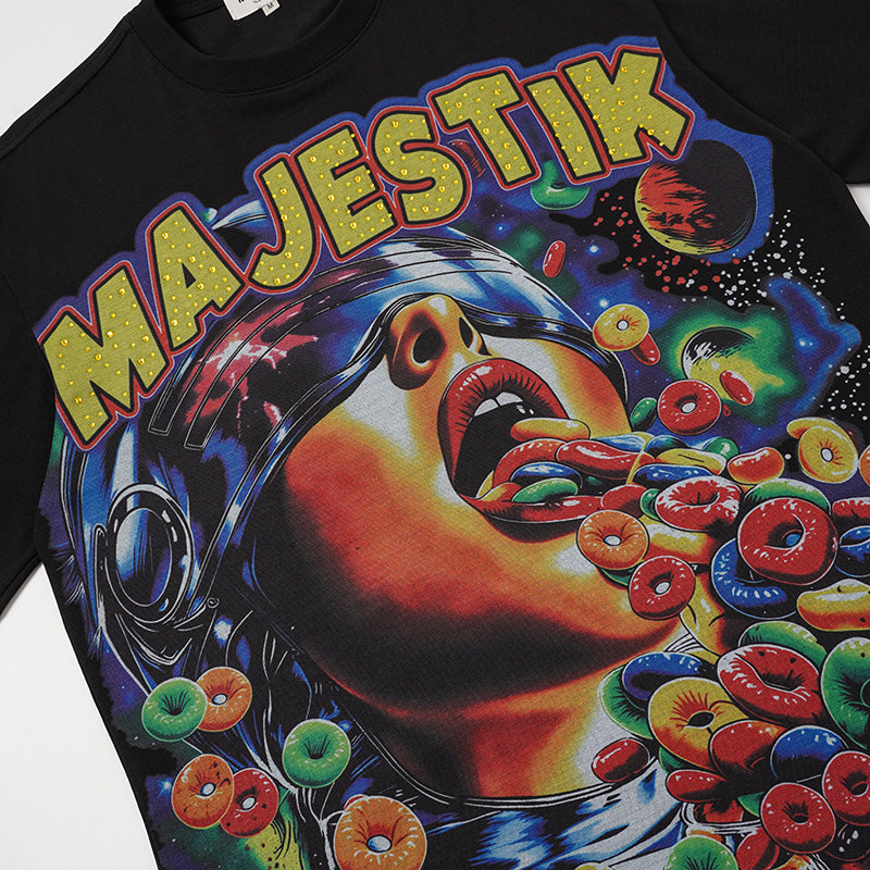 Camiseta Oversize 'Cosmic Cereal' - Edición Streetwear Gráfica