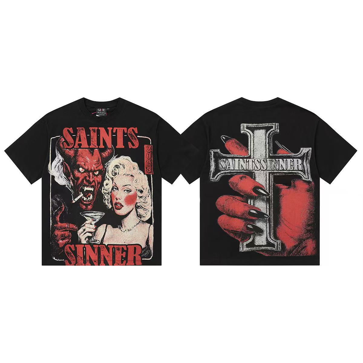 Camiseta Oversize Gráfica 'Saint & Sinner' - Edición Streetwear de Alto Impacto