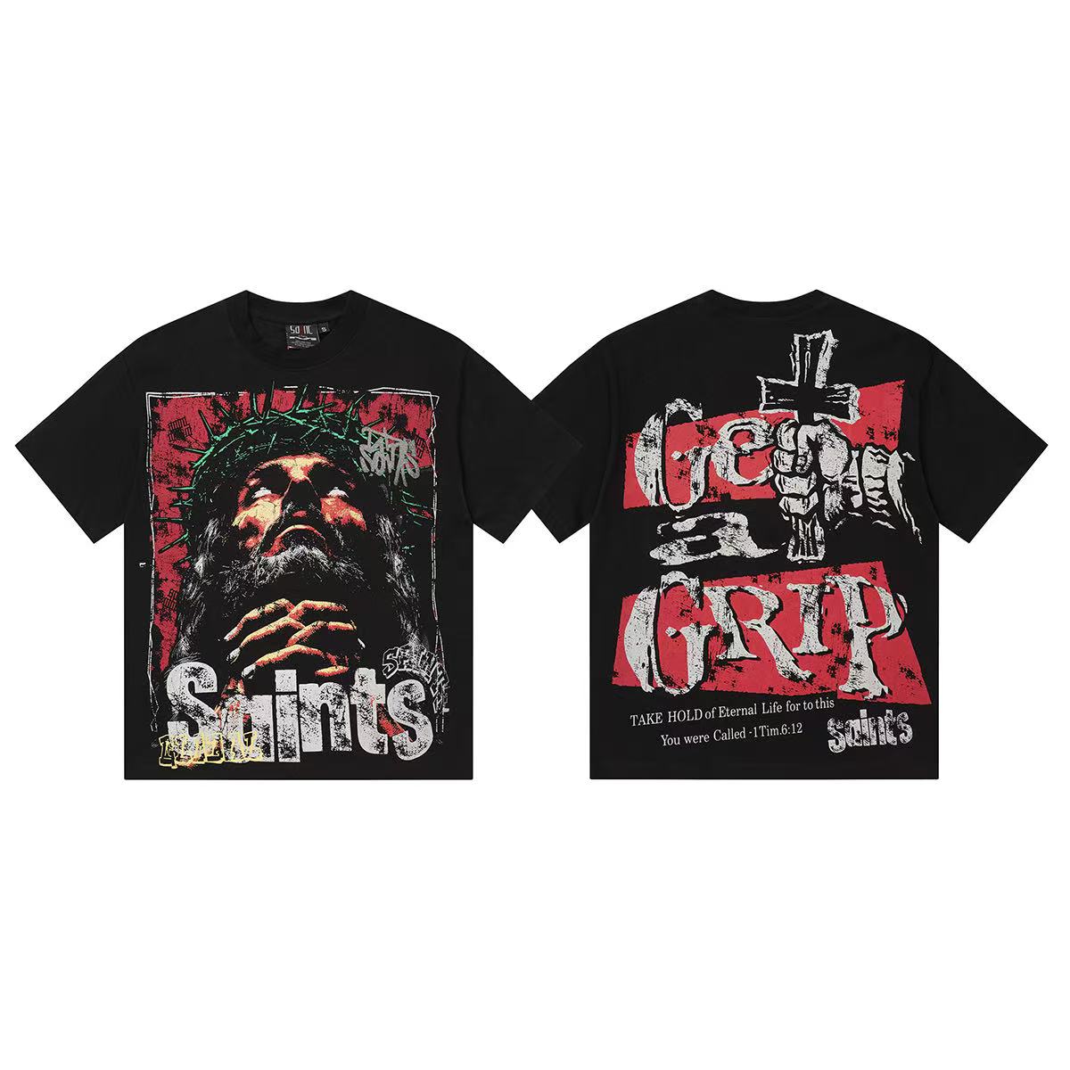 Camiseta Oversize Gráfica 'Saint & Sinner' - Edición Streetwear de Alto Impacto