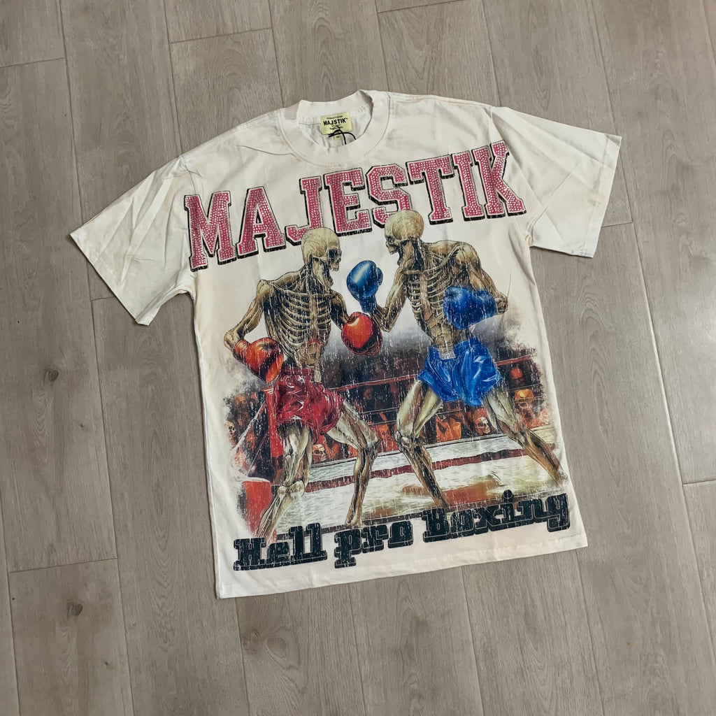 Camiseta Oversize 'Skeleton Boxing' - Edición Streetwear Vintage