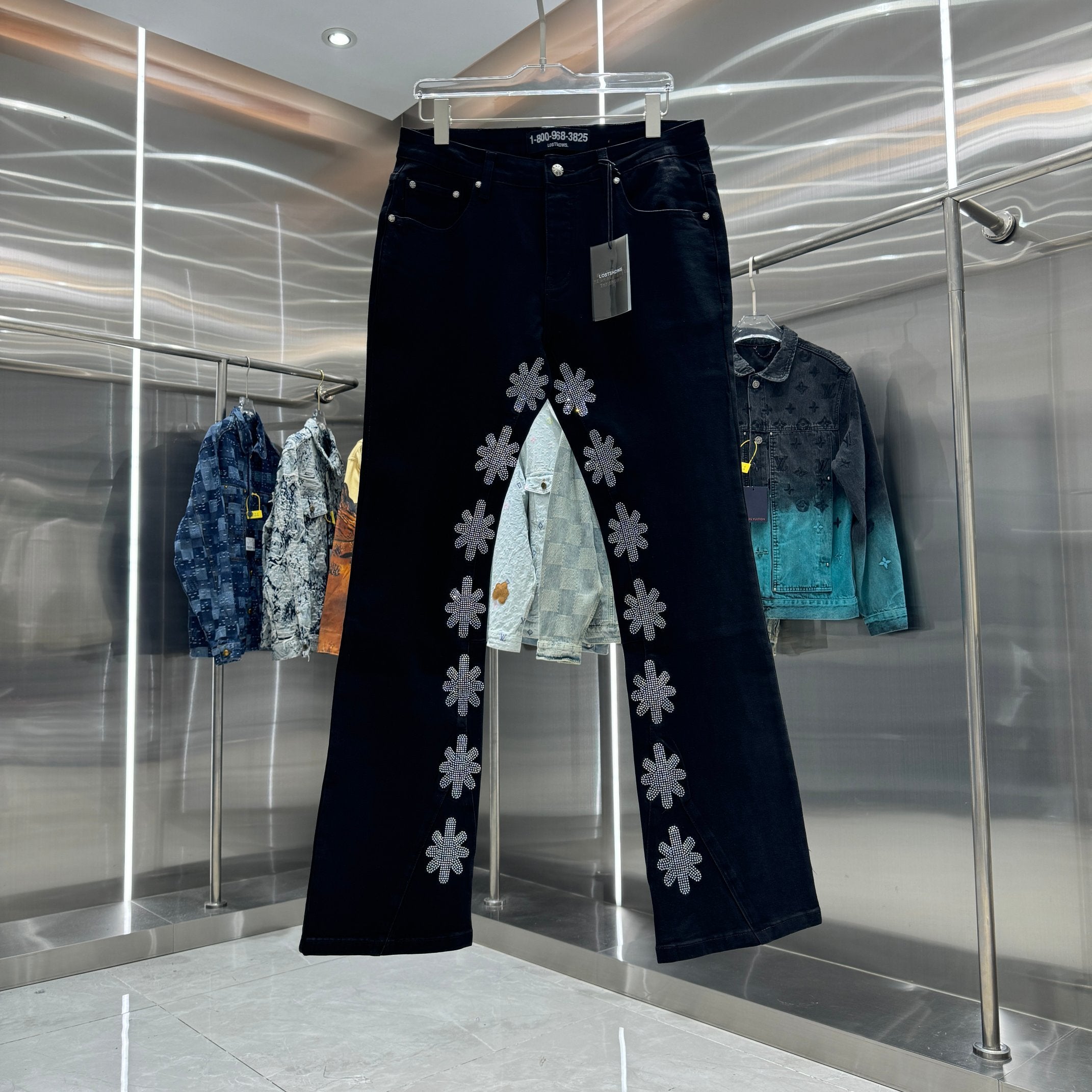 Jeans Denim 'Floral Rhinestone' - Edición Streetwear Vanguardista