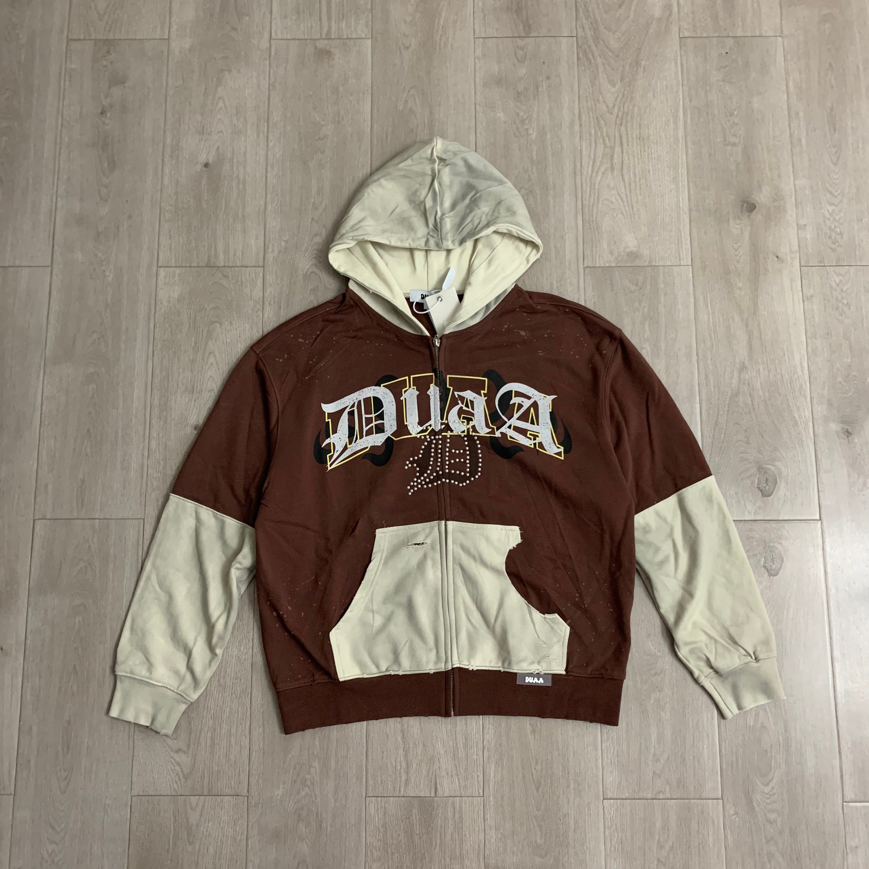 Sudadera DUAA 'Two-Tone Rhinestone' Zip-Up - Edición Streetwear Premium