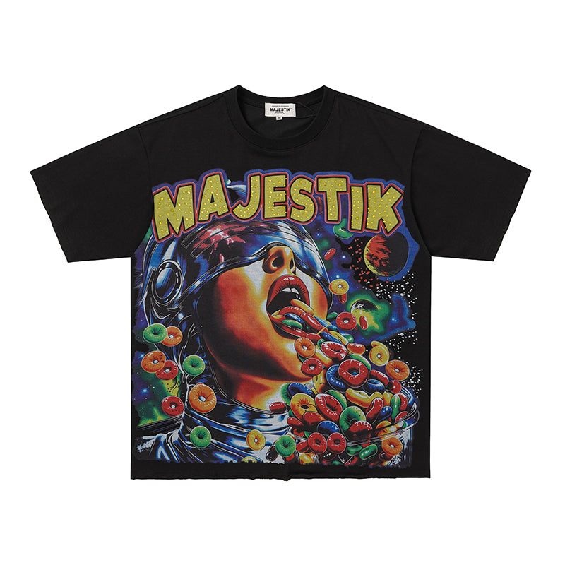 Camiseta Oversize 'Cosmic Cereal' - Edición Streetwear Gráfica