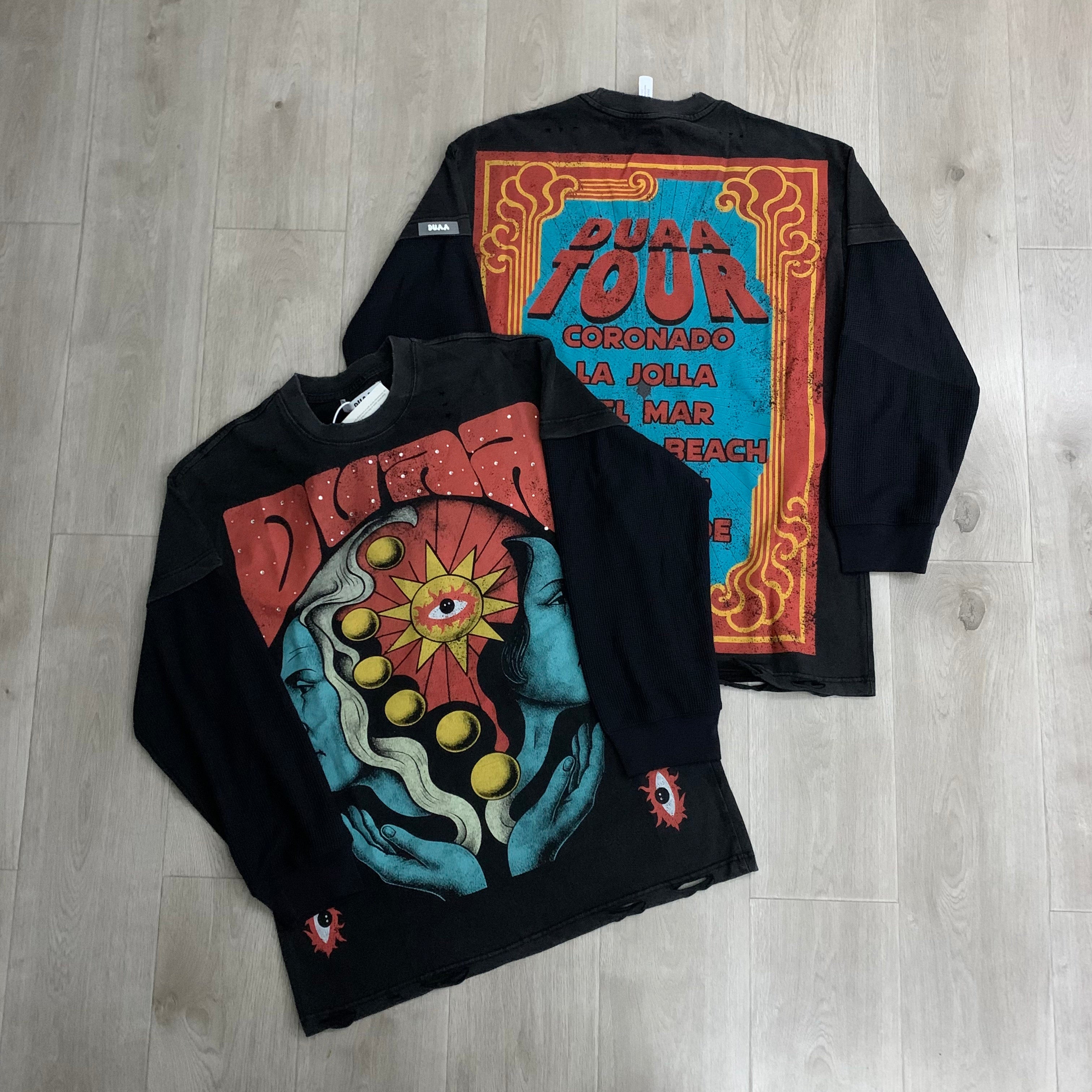 Camiseta Manga Larga Gráfica 'Dua Tour' - Estilo Oversize Streetwear