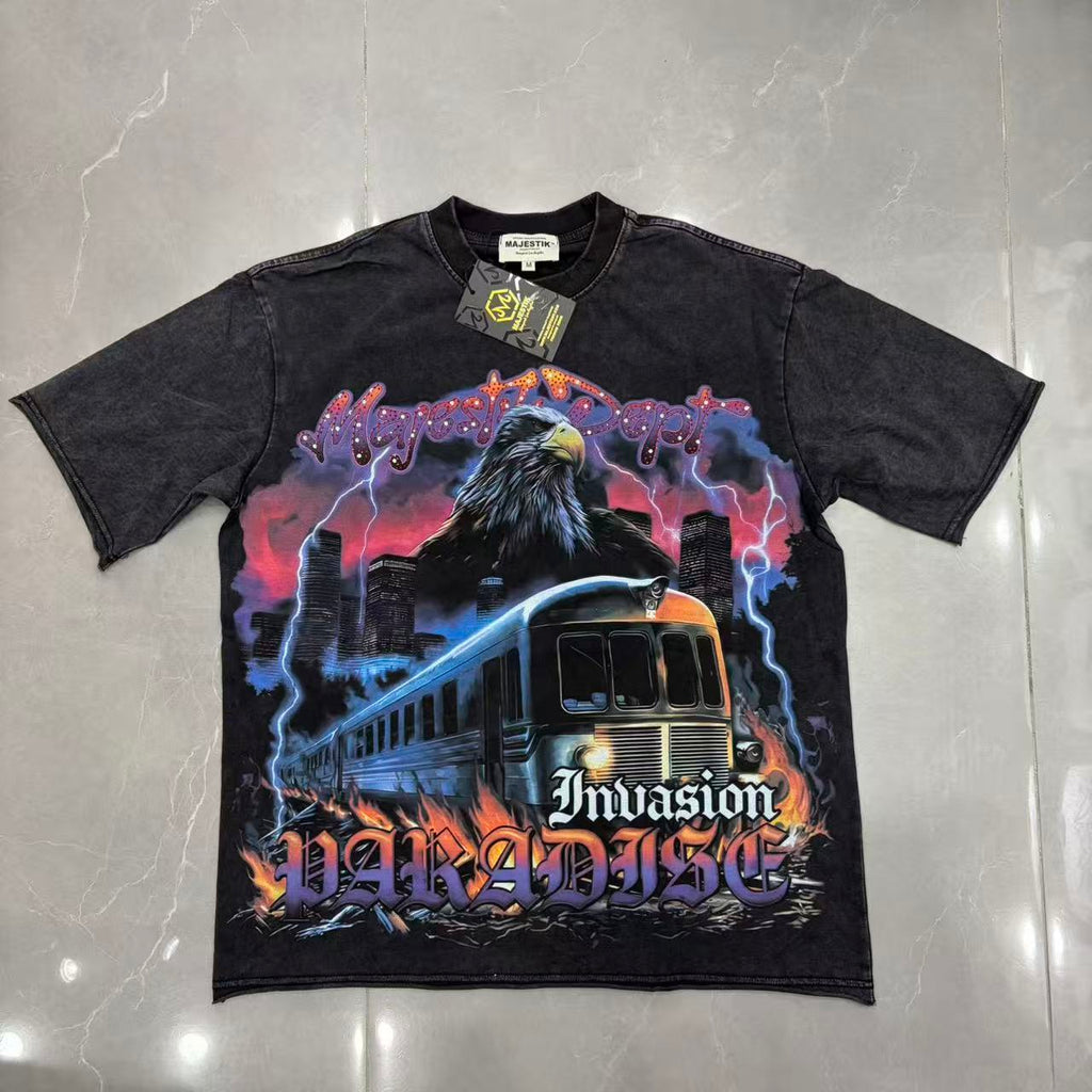 Camiseta Oversize Gráfica 'Invasion Paradise' - Edición Streetwear Vintage