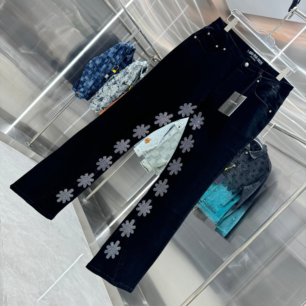 Jeans Denim 'Floral Rhinestone' - Edición Streetwear Vanguardista