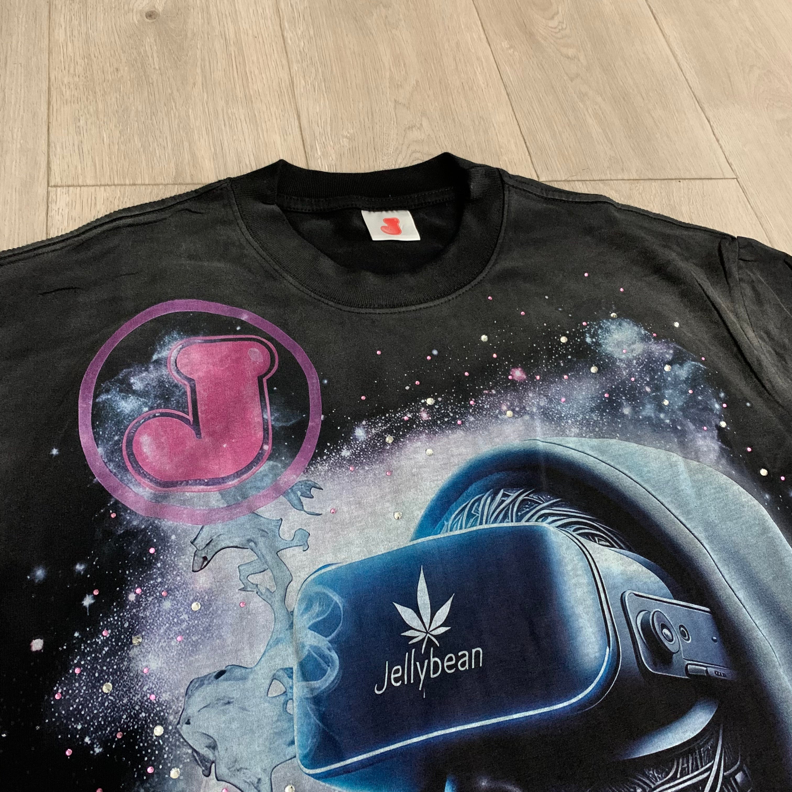Playera Streetwear Oversize "Jellybean Galactic VR" – Negro Lavado