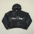 Sudadera con Capucha Negra Lavado Desgastado "Valley Dreams Forever"