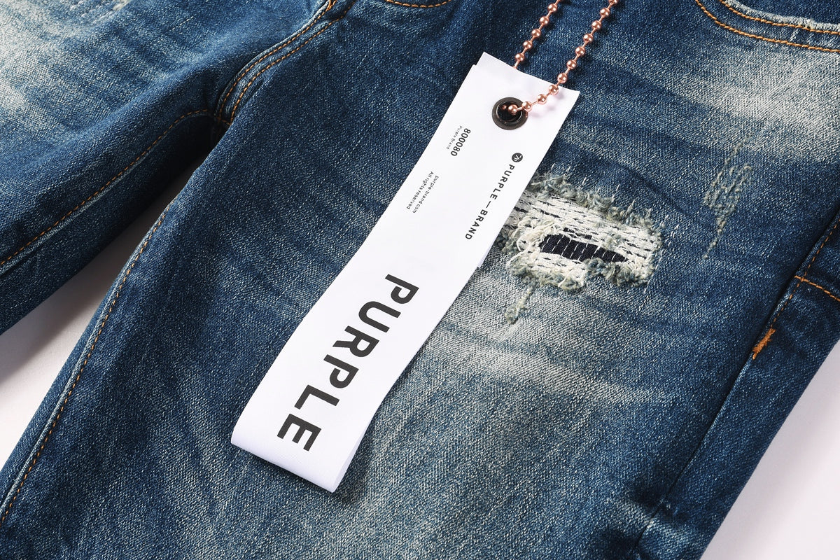 Jeans Purple Brand – Lavado Azul Medio con Roturas