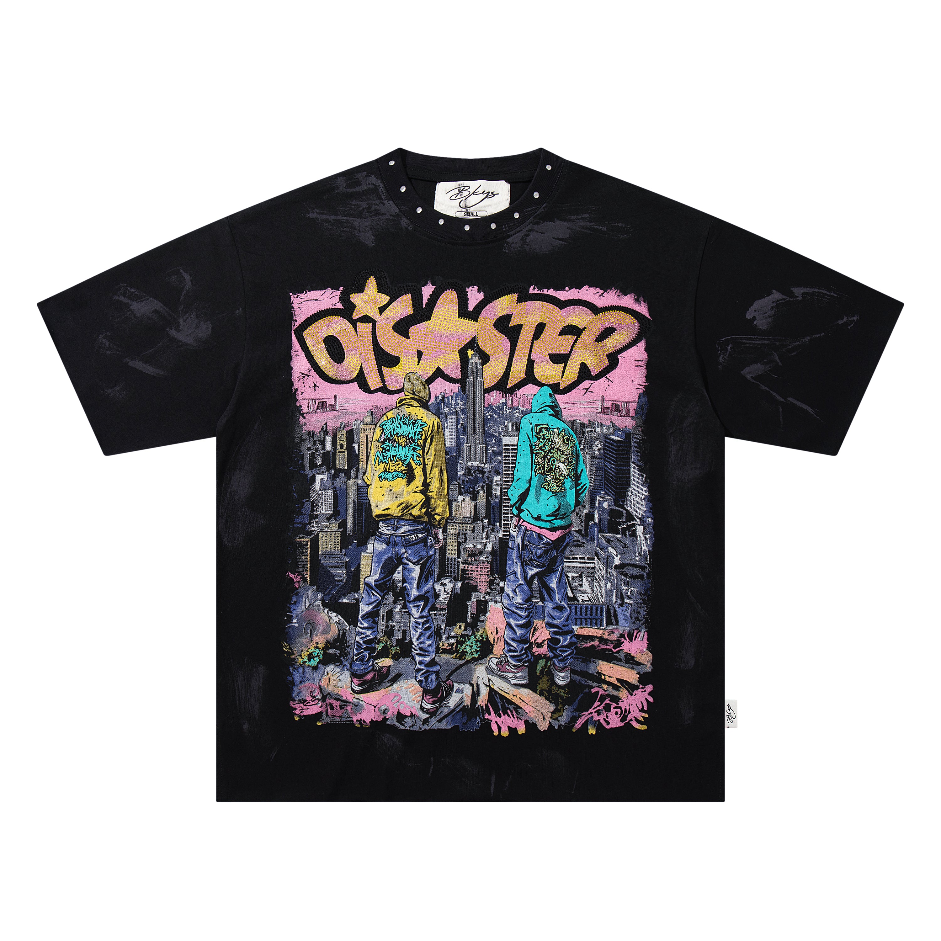 Camiseta Corta Urbana BKYS "Disaster" - Off-White / Gris Claro