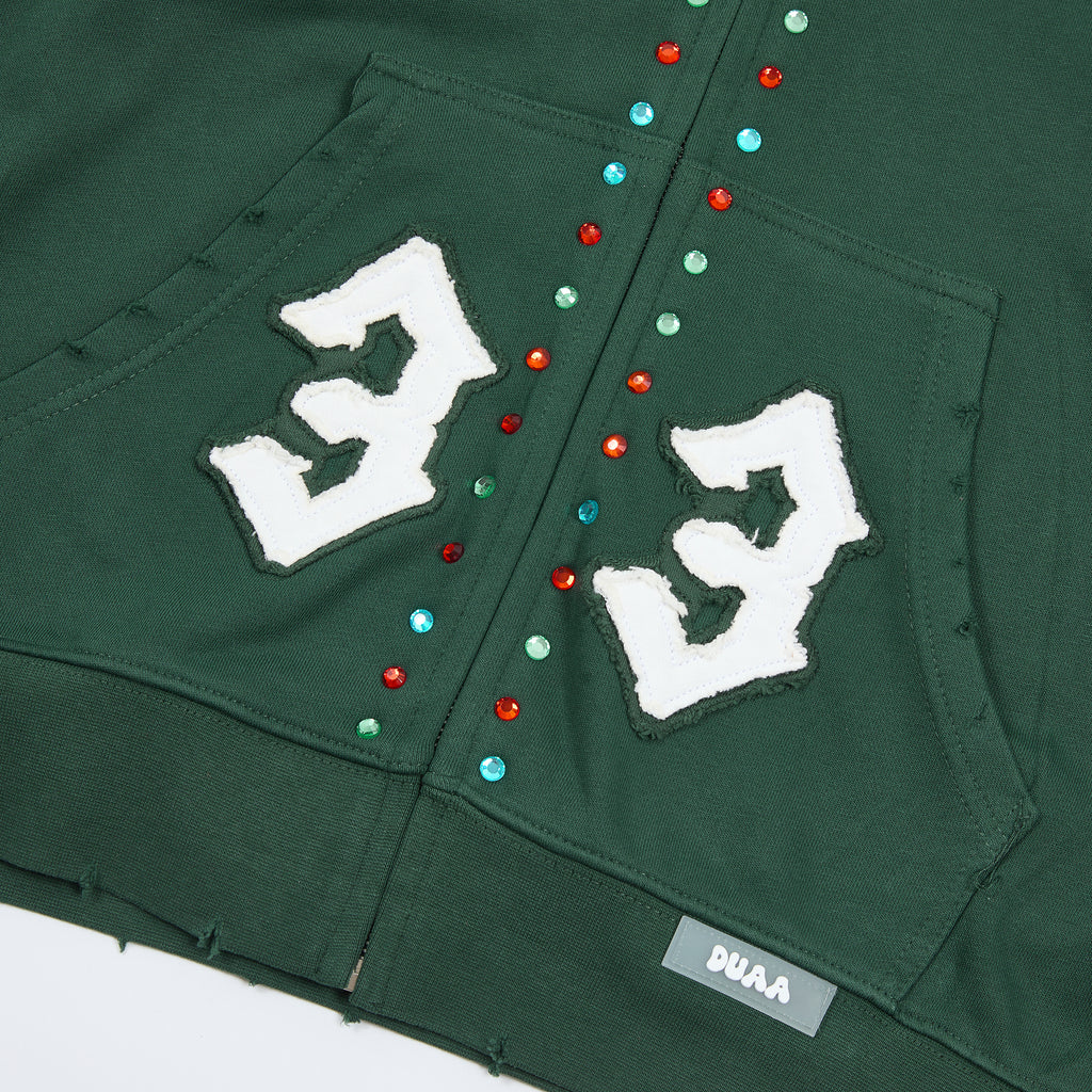 Sudaderas con capucha y cierre completo "DUAA 33" con detalles de tachuelas