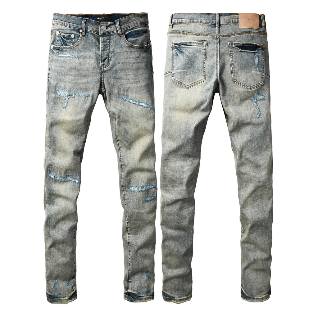 Jeans Purple Brand – Lavado Vintage con Parches Azules