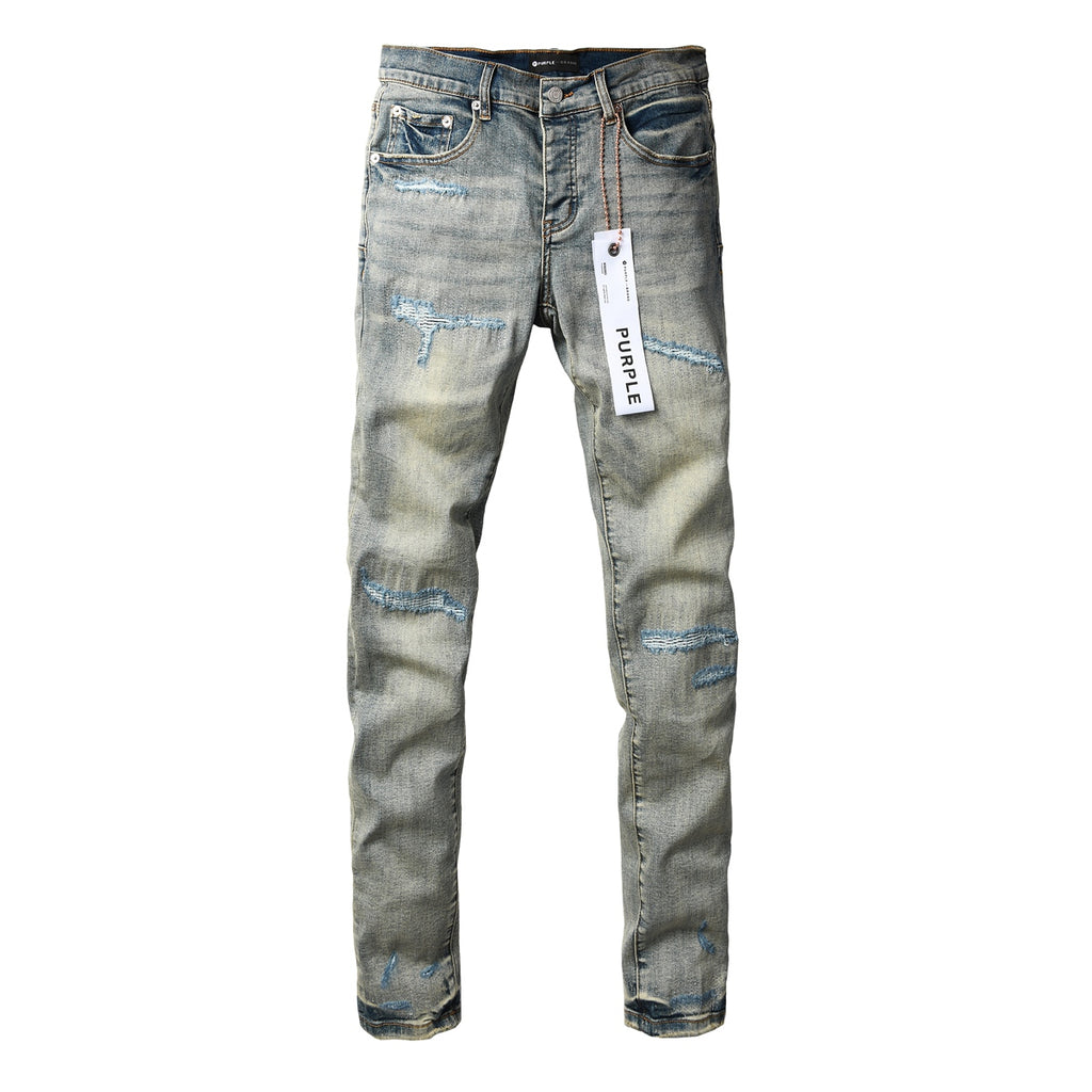 Jeans Purple Brand – Lavado Vintage con Parches Azules