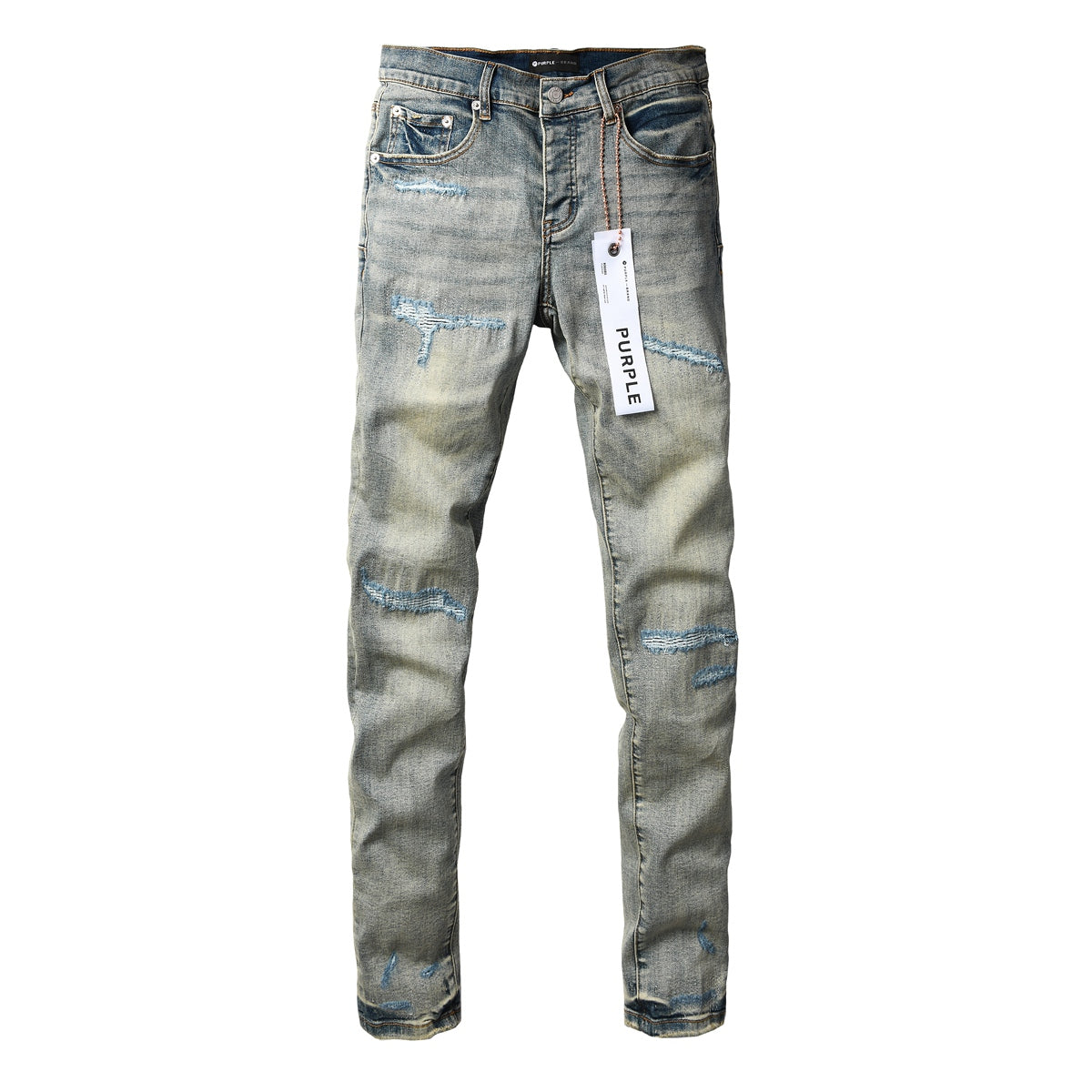 Jeans Purple Brand – Lavado Vintage con Parches Azules