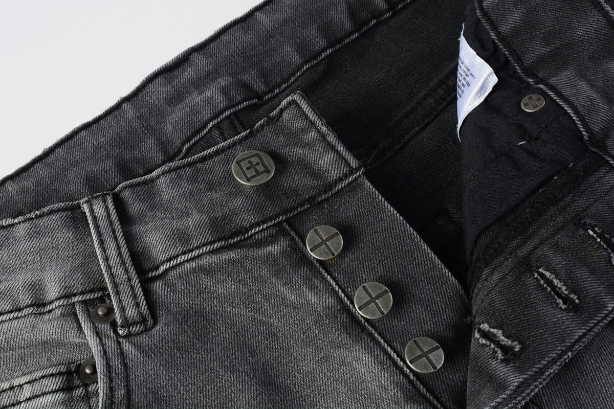Jeans Ksubi – Lavado Gris con Detalles