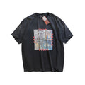 Camiseta gráfica negra desgastada / Camiseta estilo vintage con impresión artística