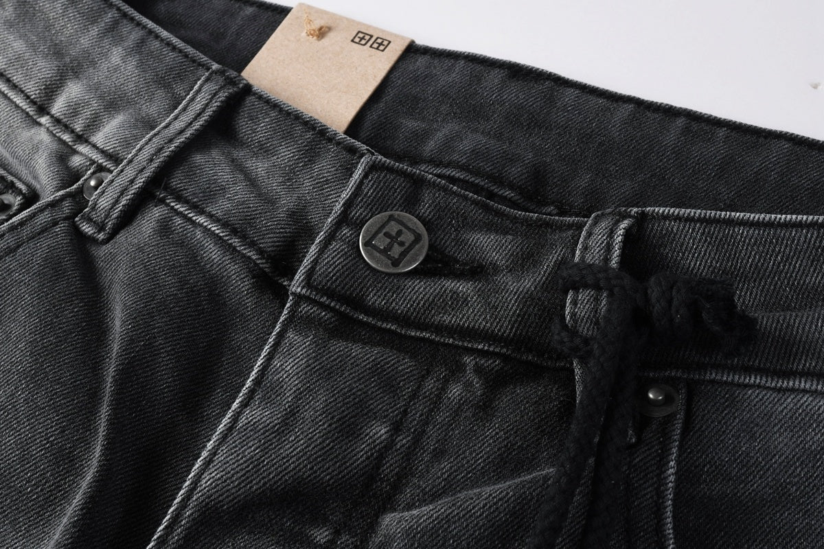 Jeans Ksubi – Negro Desgastado con Logo