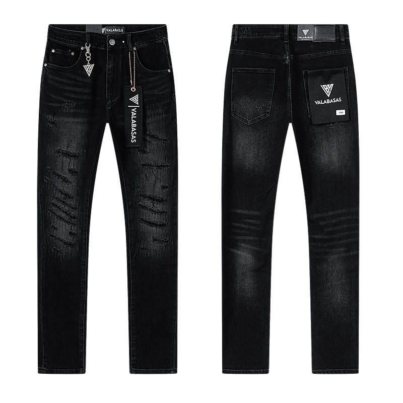 Jeans Valabasas – Lavado Negro con Remiendos