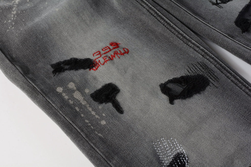 Jeans Ksubi – Lavado Gris con Detalles
