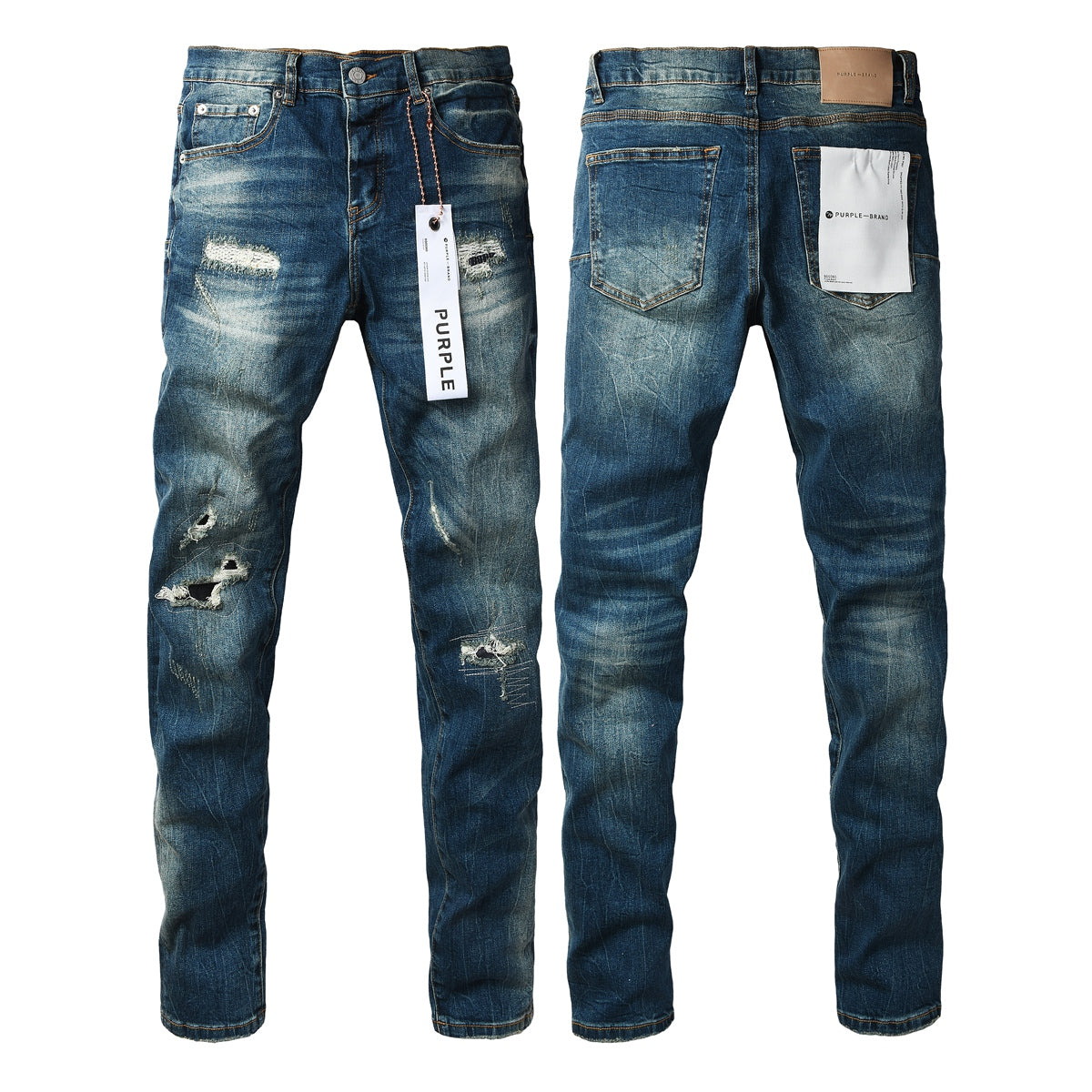 Jeans Purple Brand – Lavado Azul Medio con Roturas