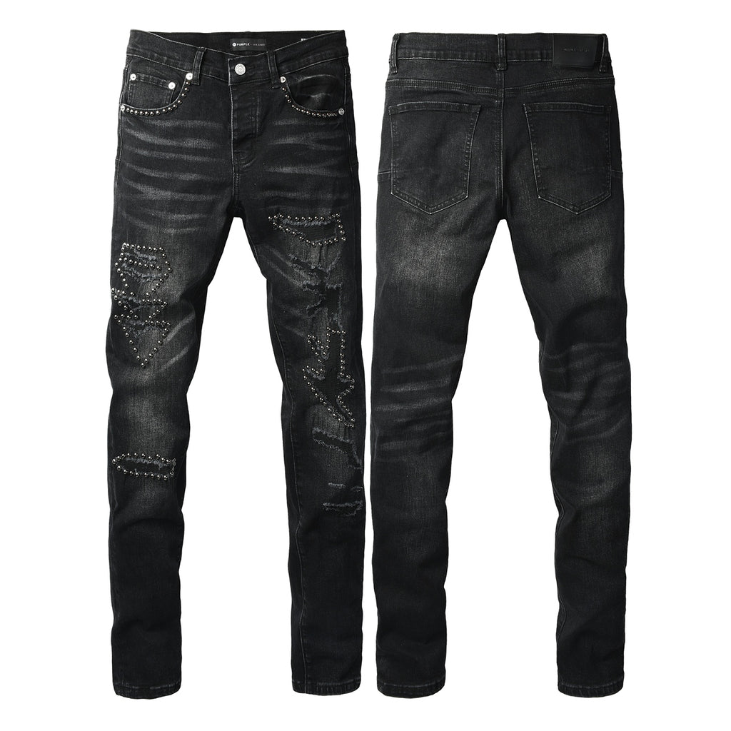 Jeans Negro Desgastado – Detalles en Pedrería