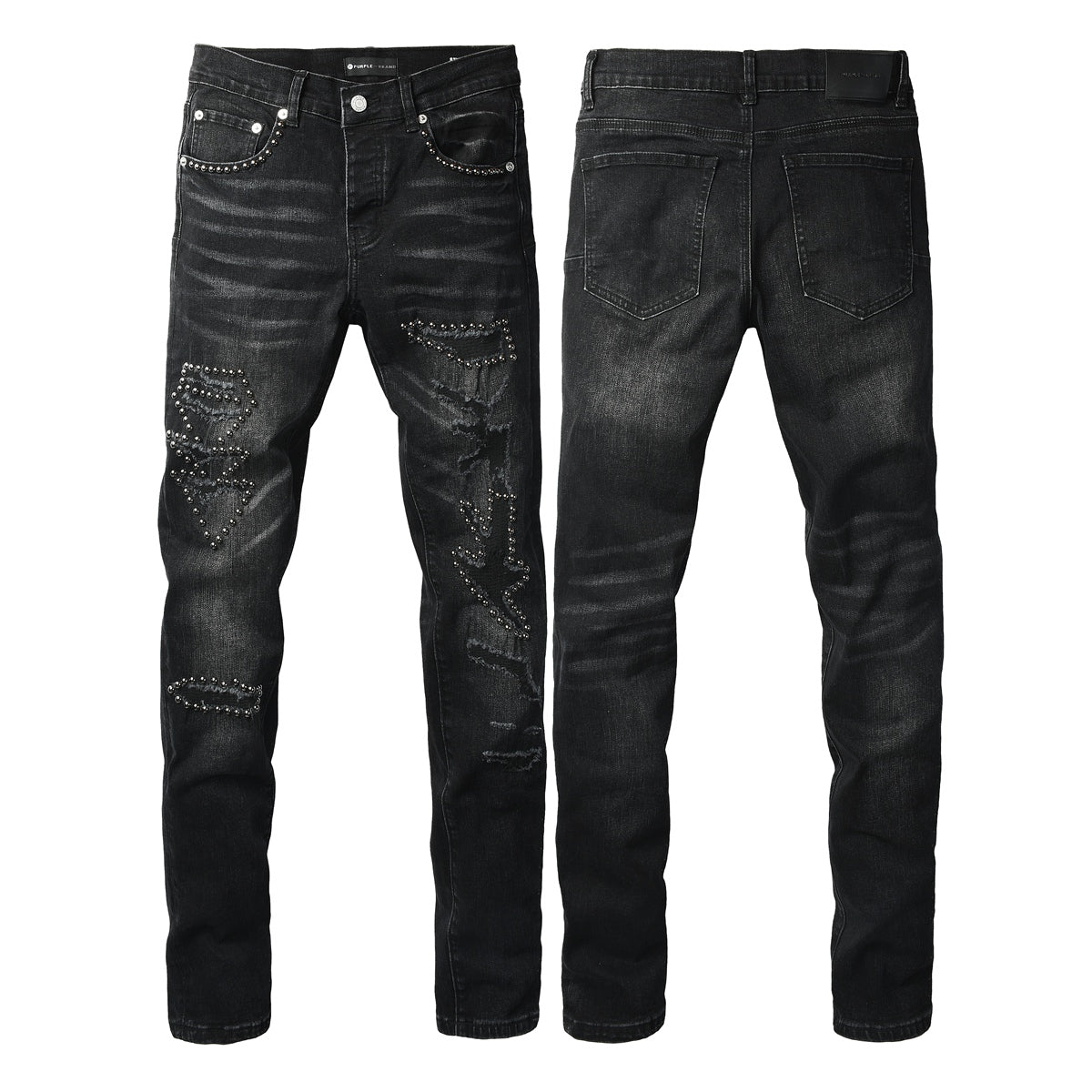 Jeans Negro Desgastado – Detalles en Pedrería
