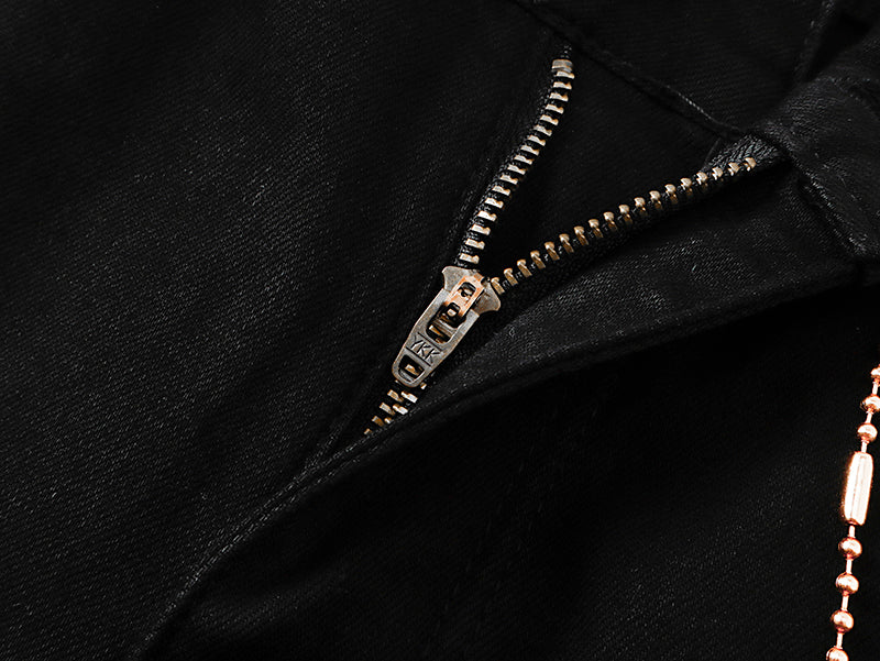 Jeans Valabasas – Negro Lavado con Remiendos