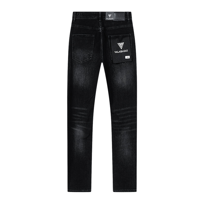 Jeans Valabasas – Lavado Negro con Remiendos