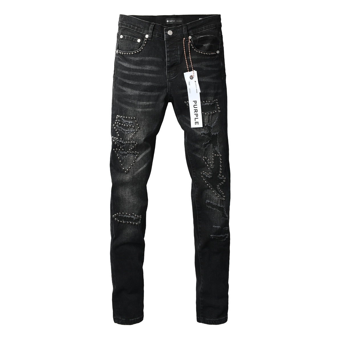 Jeans Negro Desgastado – Detalles en Pedrería
