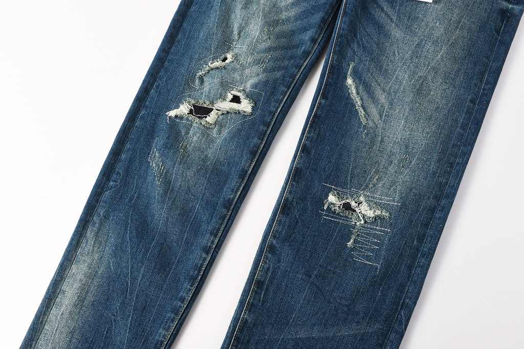 Jeans Purple Brand – Lavado Azul Medio con Roturas