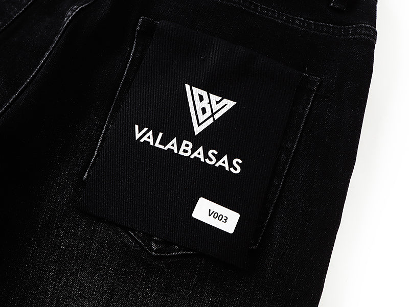 Jeans Valabasas – Lavado Negro con Remiendos