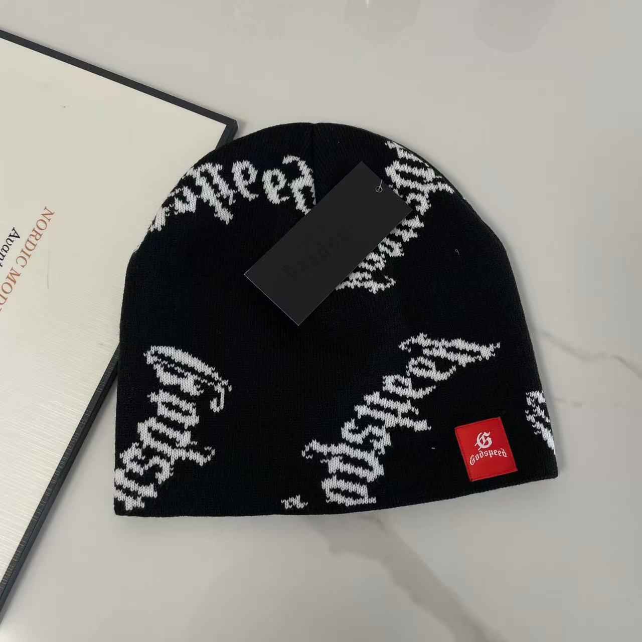 Prepara Rhinestone Gothic Knit Beanie