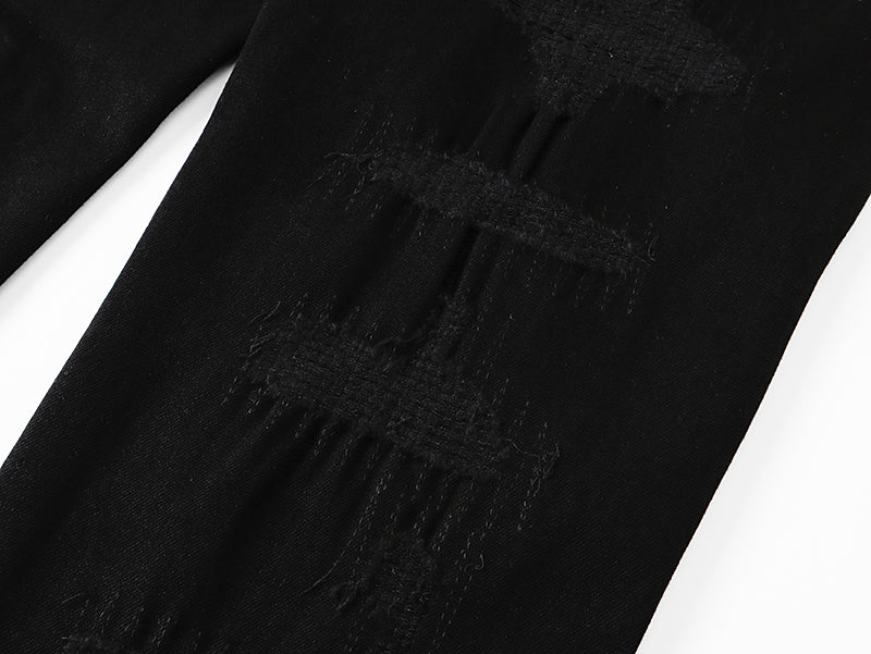 Jeans Valabasas – Negro Lavado con Remiendos