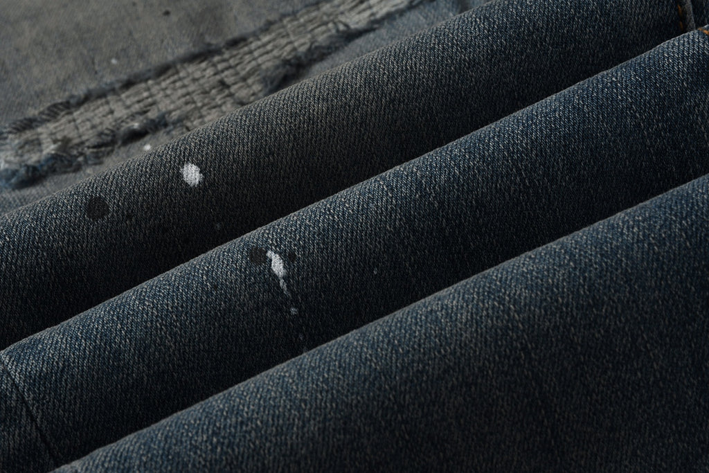 Jeans Purple Brand – Lavado Azul con Salpicaduras y Roturas