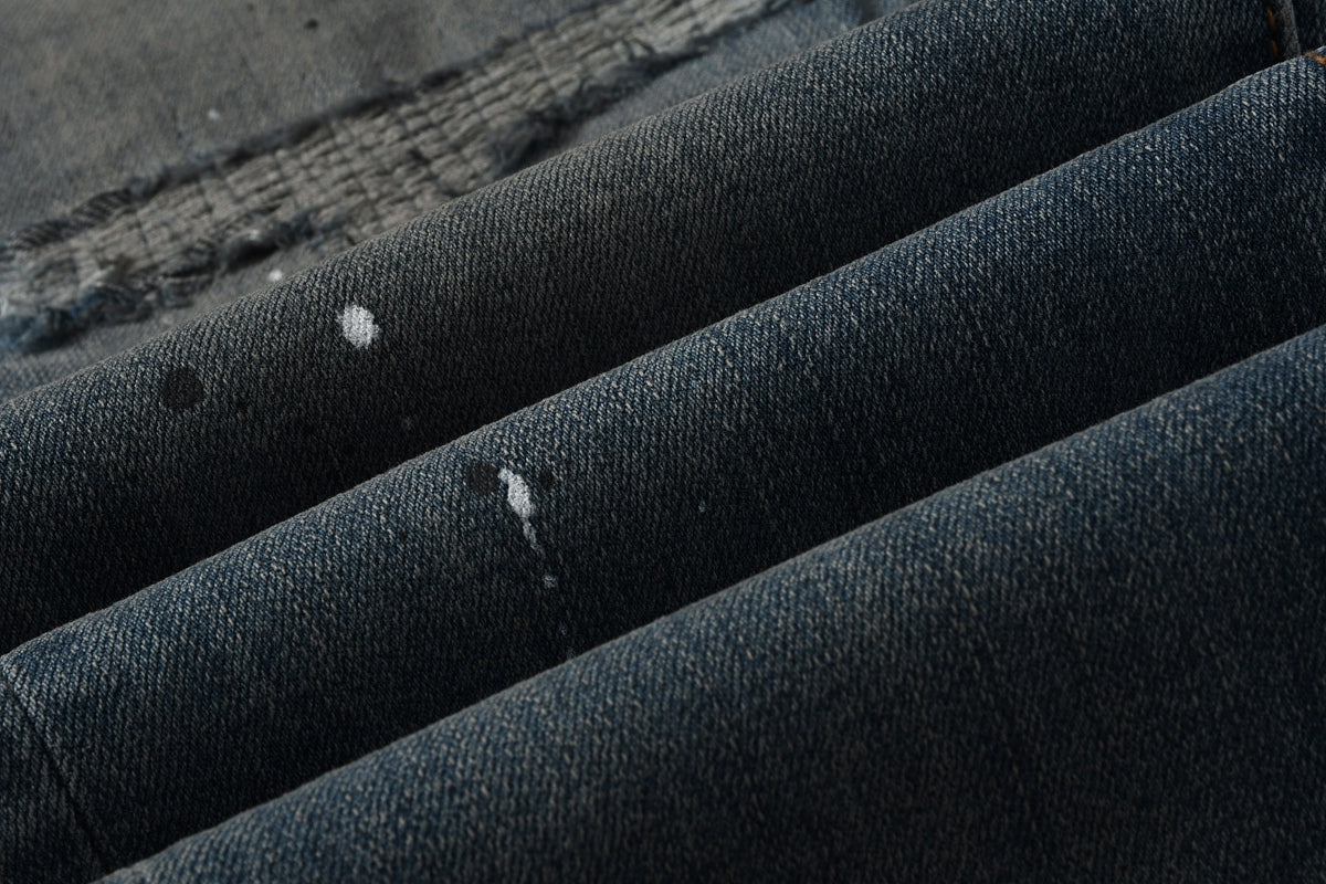 Jeans Purple Brand – Lavado Azul con Salpicaduras y Roturas