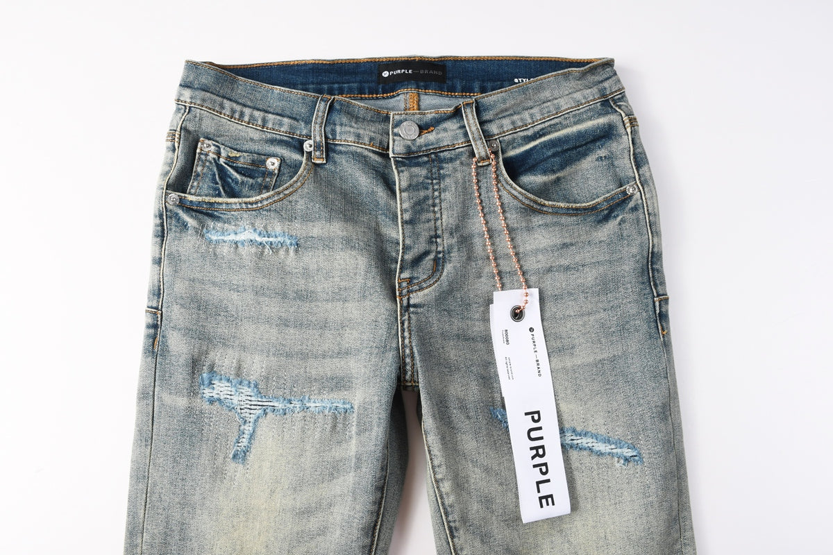 Jeans Purple Brand – Lavado Vintage con Parches Azules