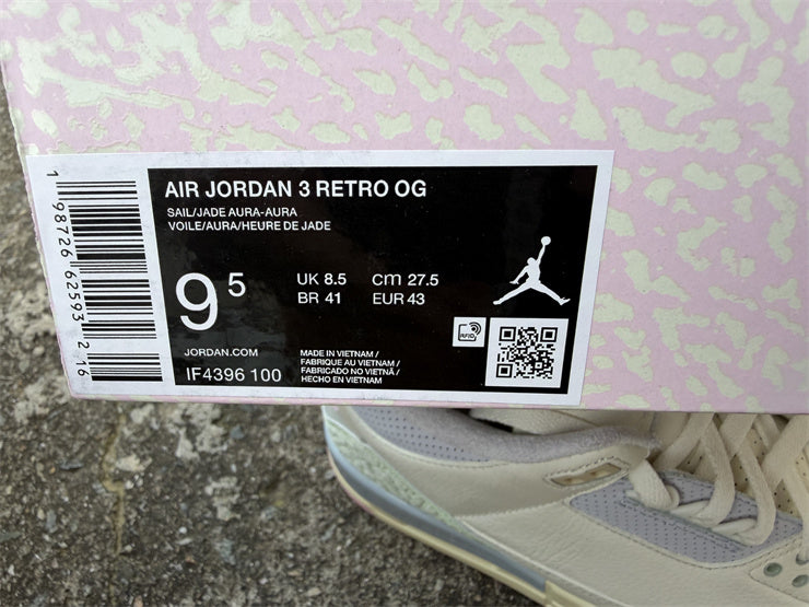 Air Jordan 3 Retro OG "Spring Is In The Air" (Colorway: Sail / Jade Aura / Pink)