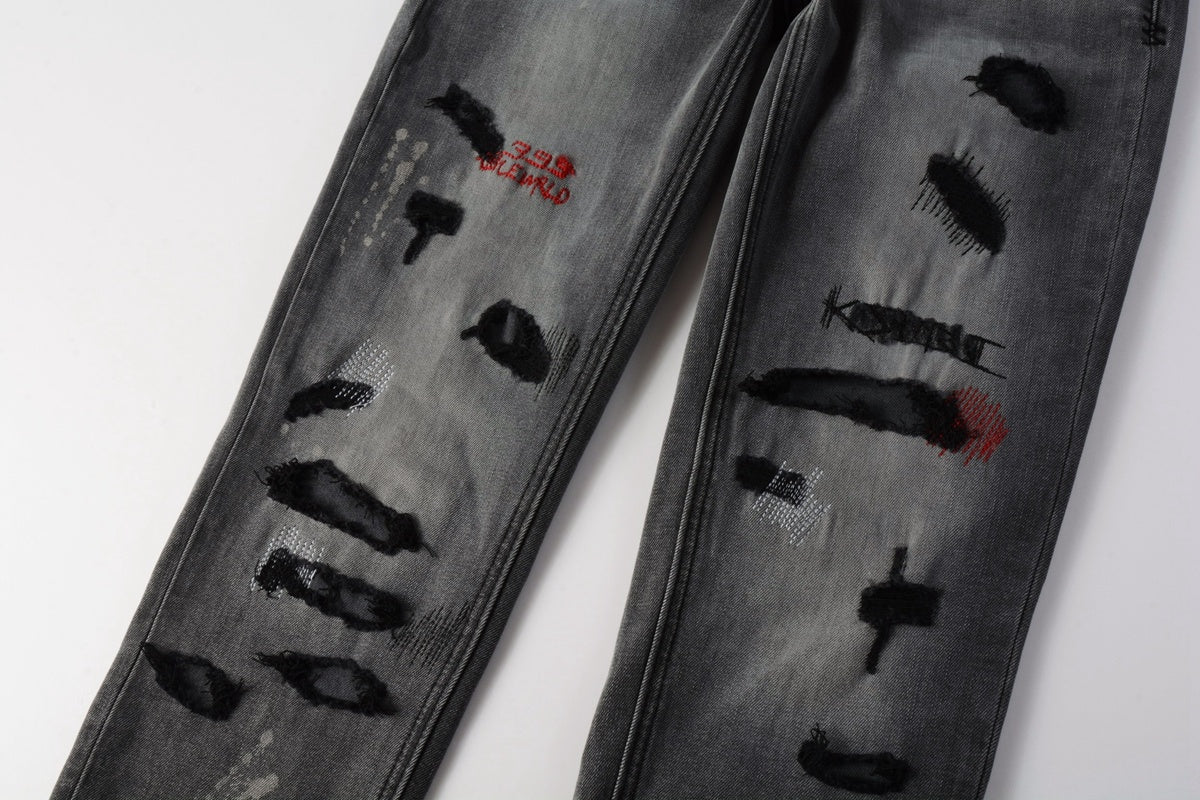 Jeans Ksubi – Lavado Gris con Detalles