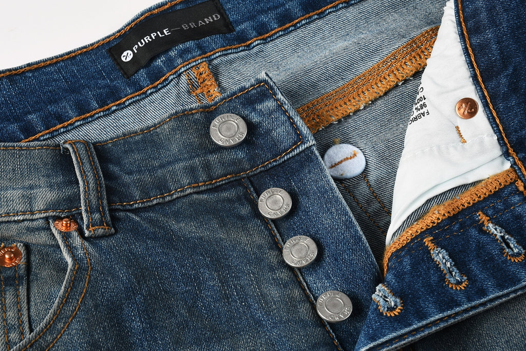 Jeans Purple Brand – Lavado Azul con Salpicaduras y Roturas