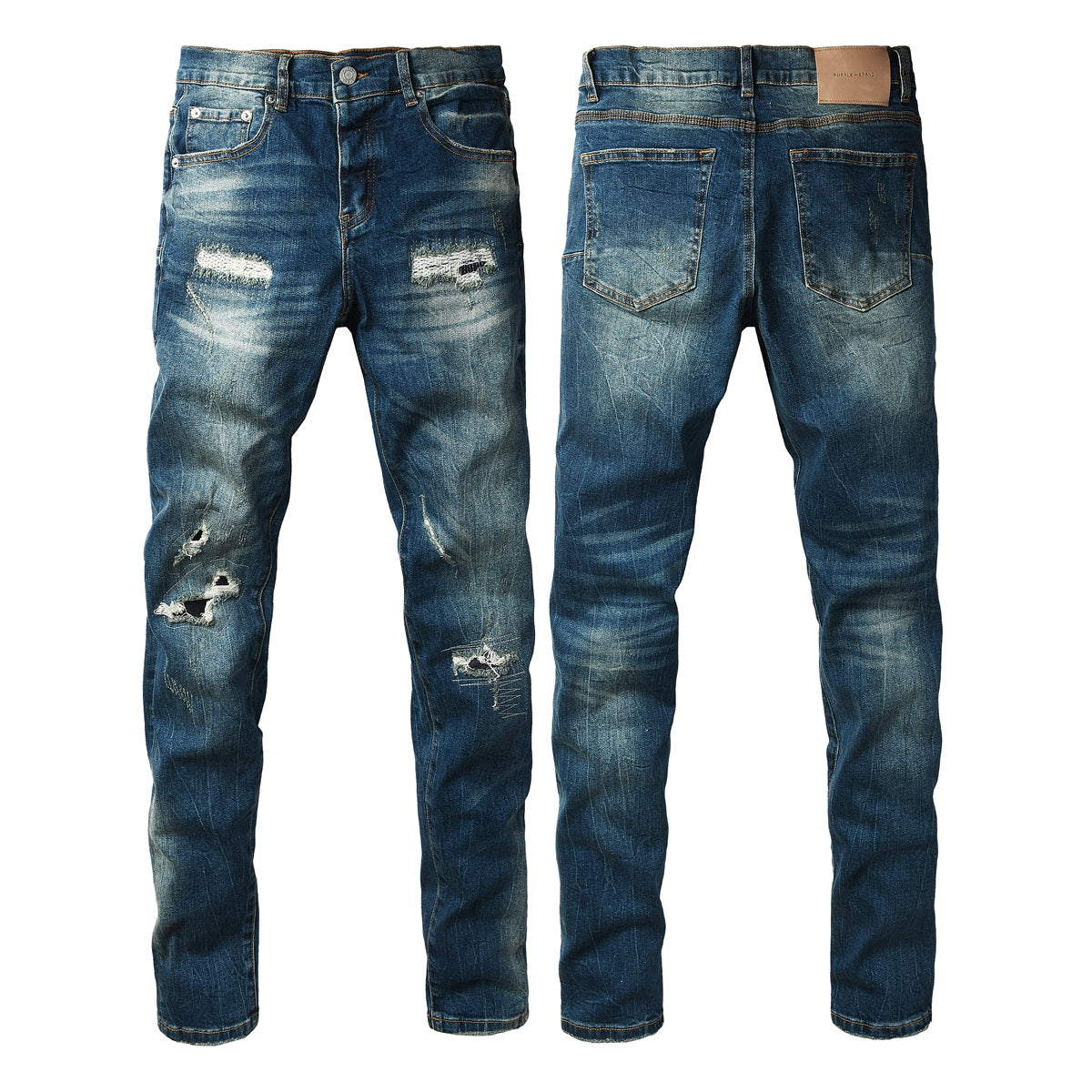 Jeans Purple Brand – Lavado Azul Medio con Roturas