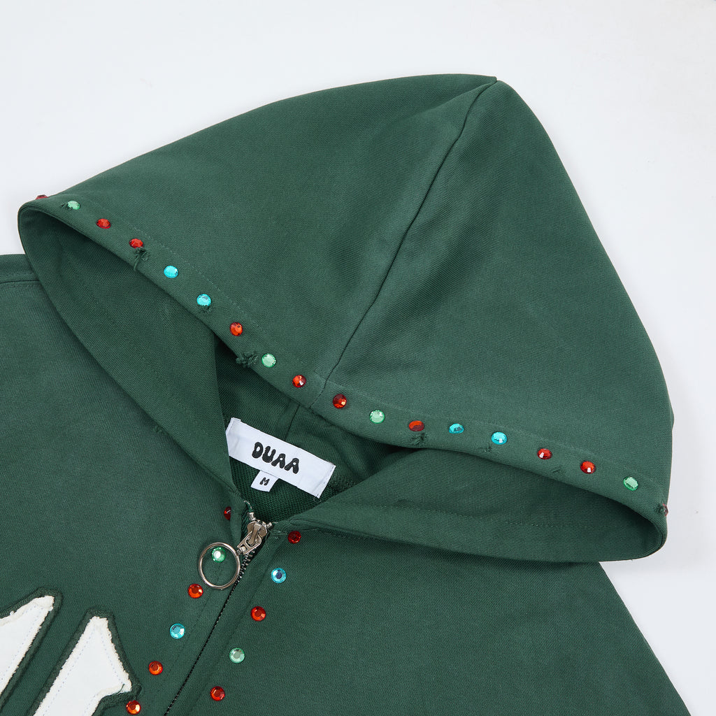 Sudaderas con capucha y cierre completo "DUAA 33" con detalles de tachuelas