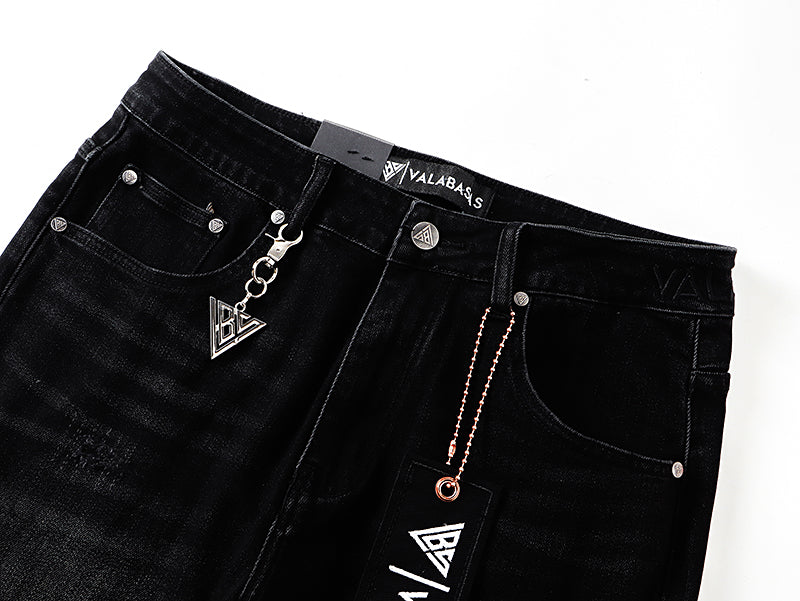 Jeans Valabasas – Lavado Negro con Remiendos
