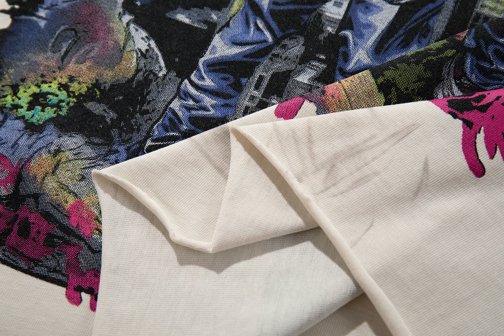 Camiseta Corta Urbana BKYS "Disaster" - Off-White / Gris Claro