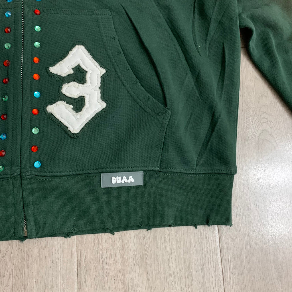 Sudaderas con capucha y cierre completo "DUAA 33" con detalles de tachuelas