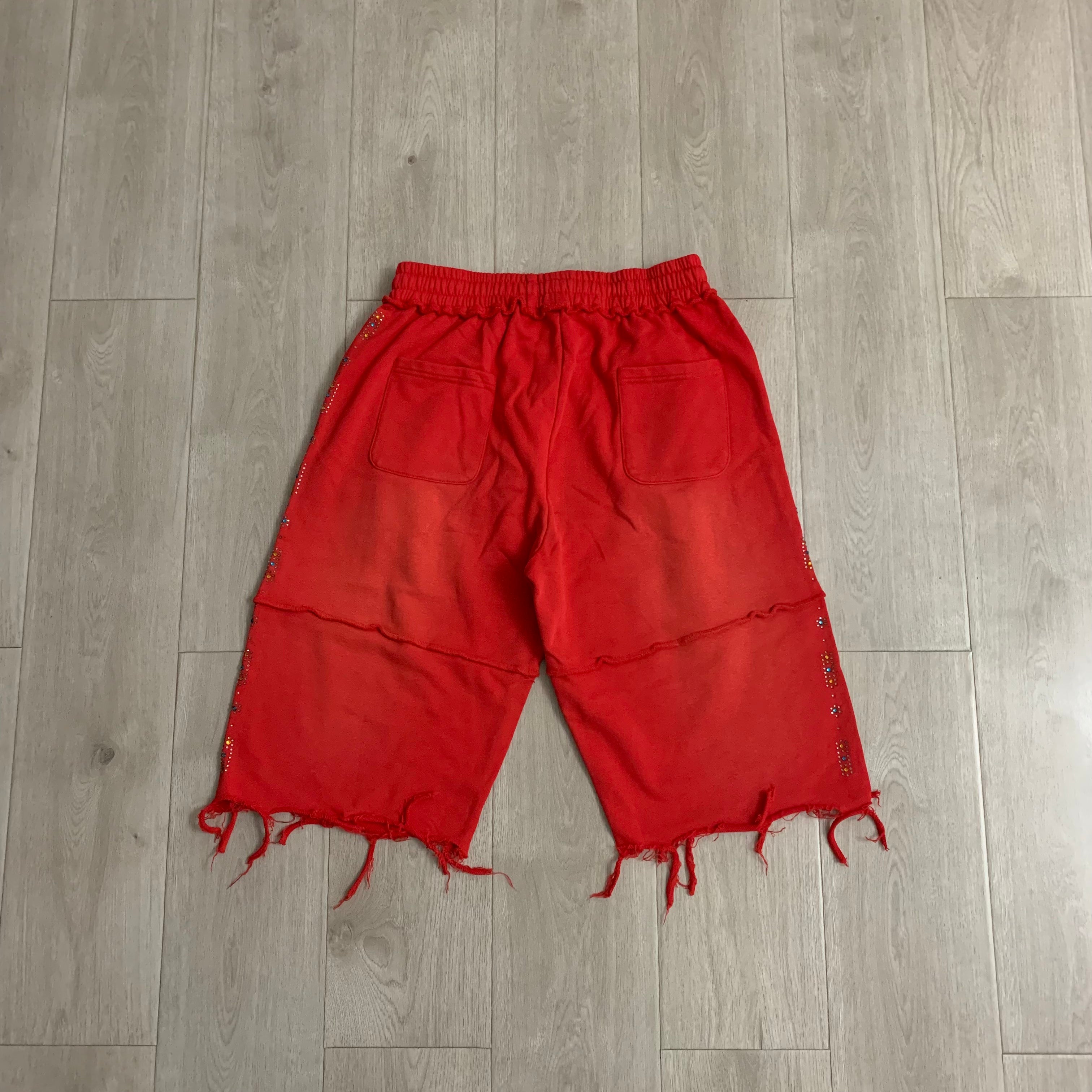 Shorts Valley Dreams – Logo en Pedrería con Bordes Deshilachados