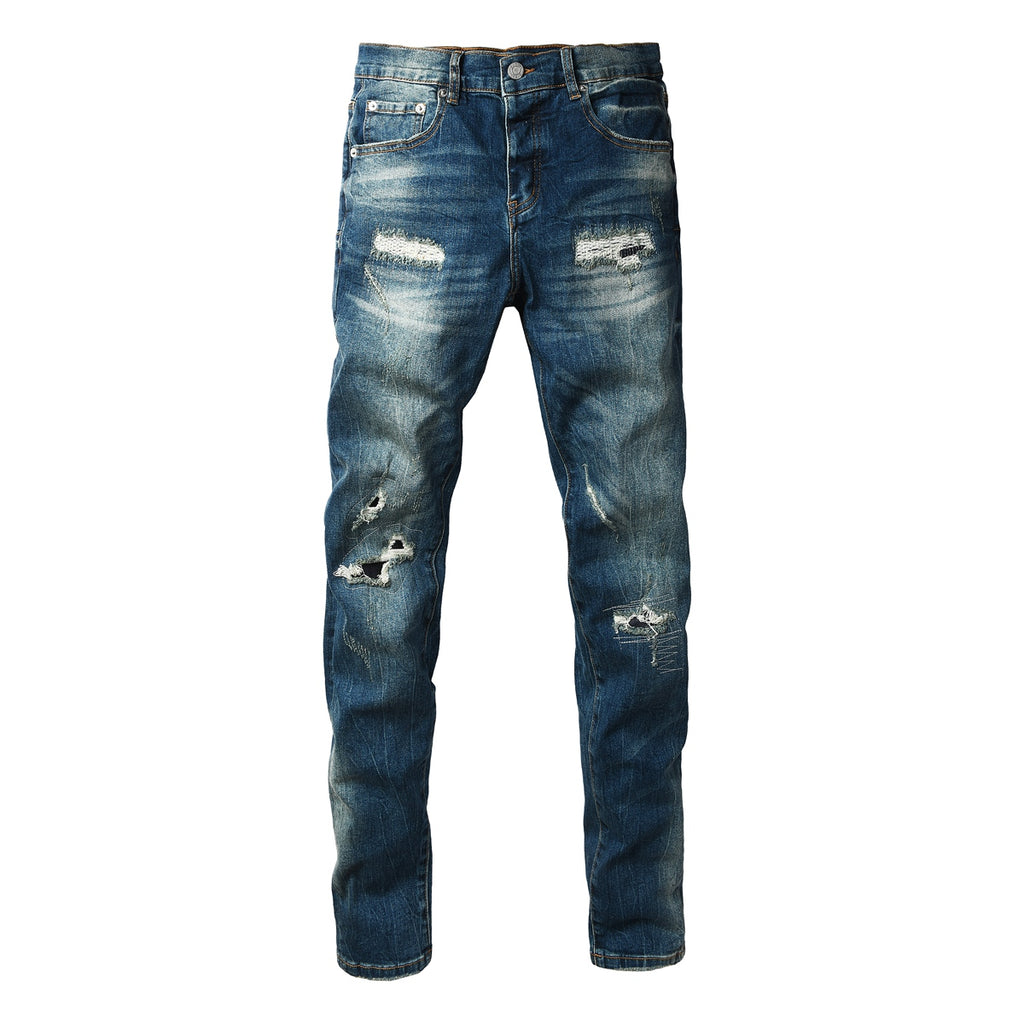 Jeans Purple Brand – Lavado Azul Medio con Roturas