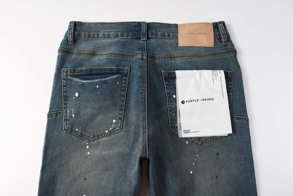 Jeans Purple Brand – Lavado Azul con Salpicaduras y Roturas